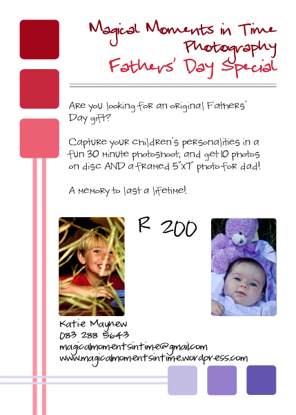 Cape Town Fathers' Day photo shoot special
